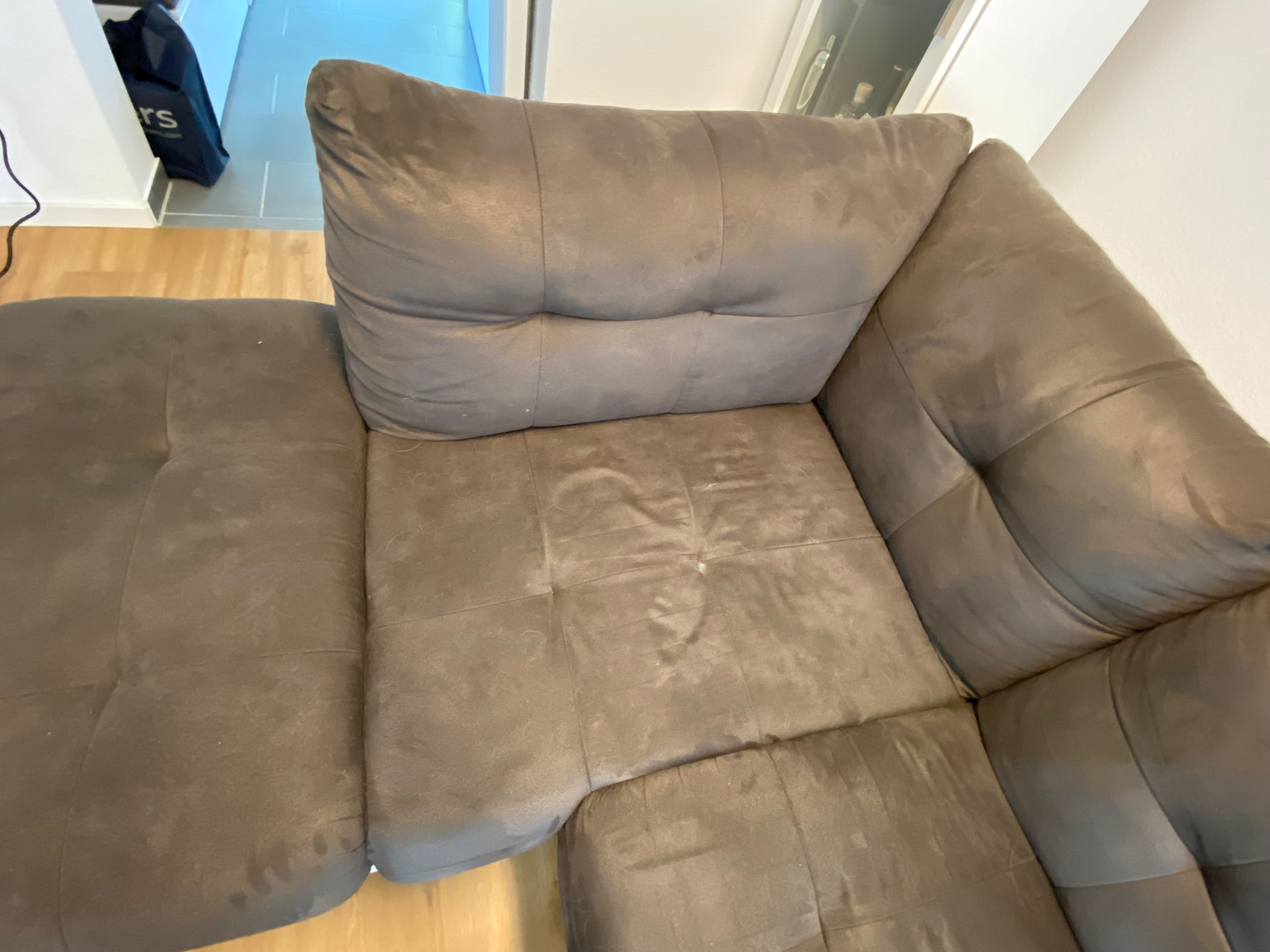 Ecksofa Microfaser braun · München vorher