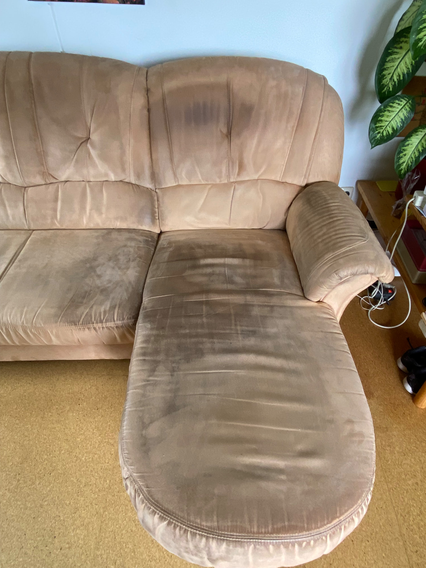 Longchair Microfaser beige · Bayern vorher