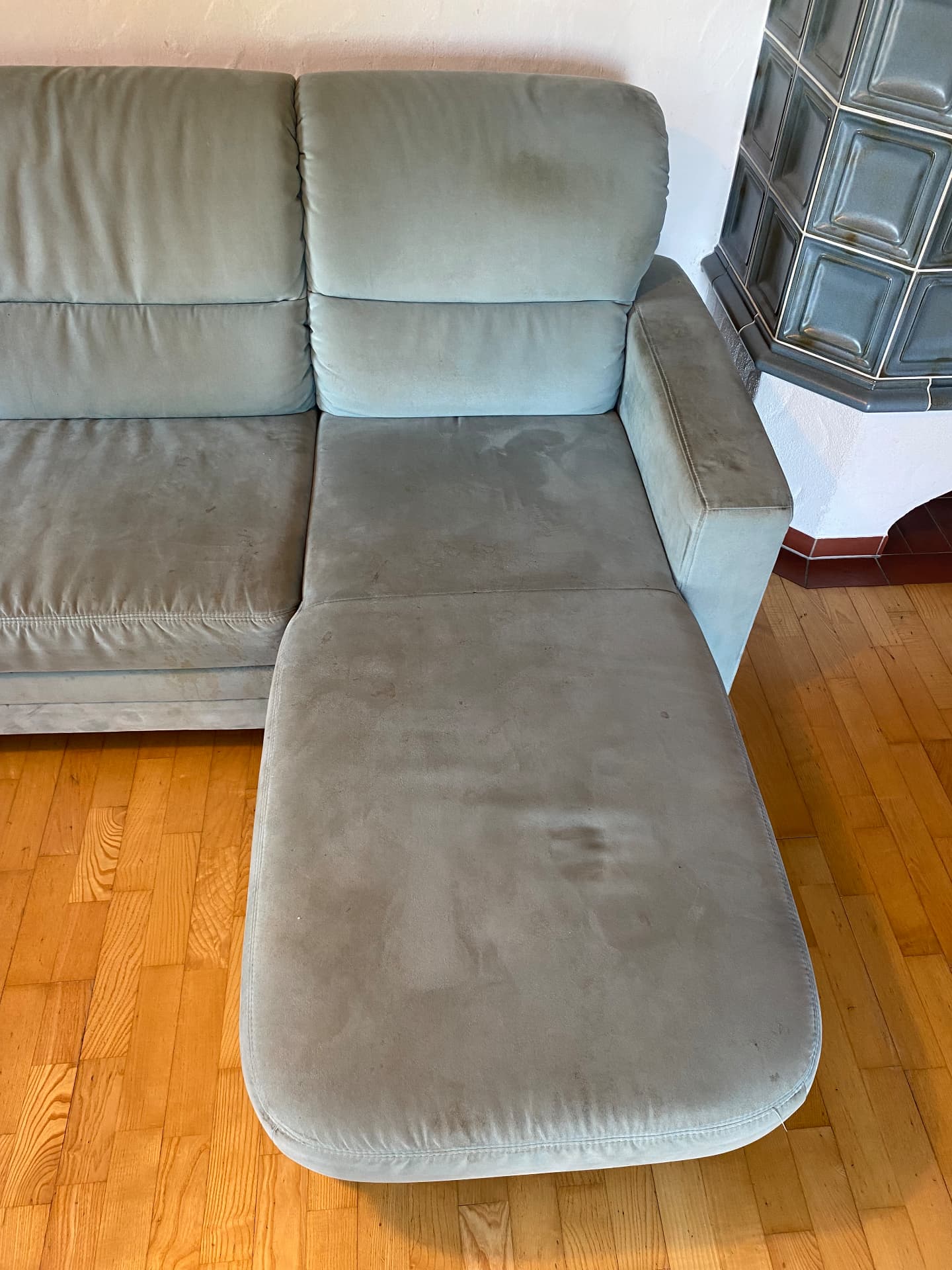 Ecksofa Microfaser mint · Bayern vorher