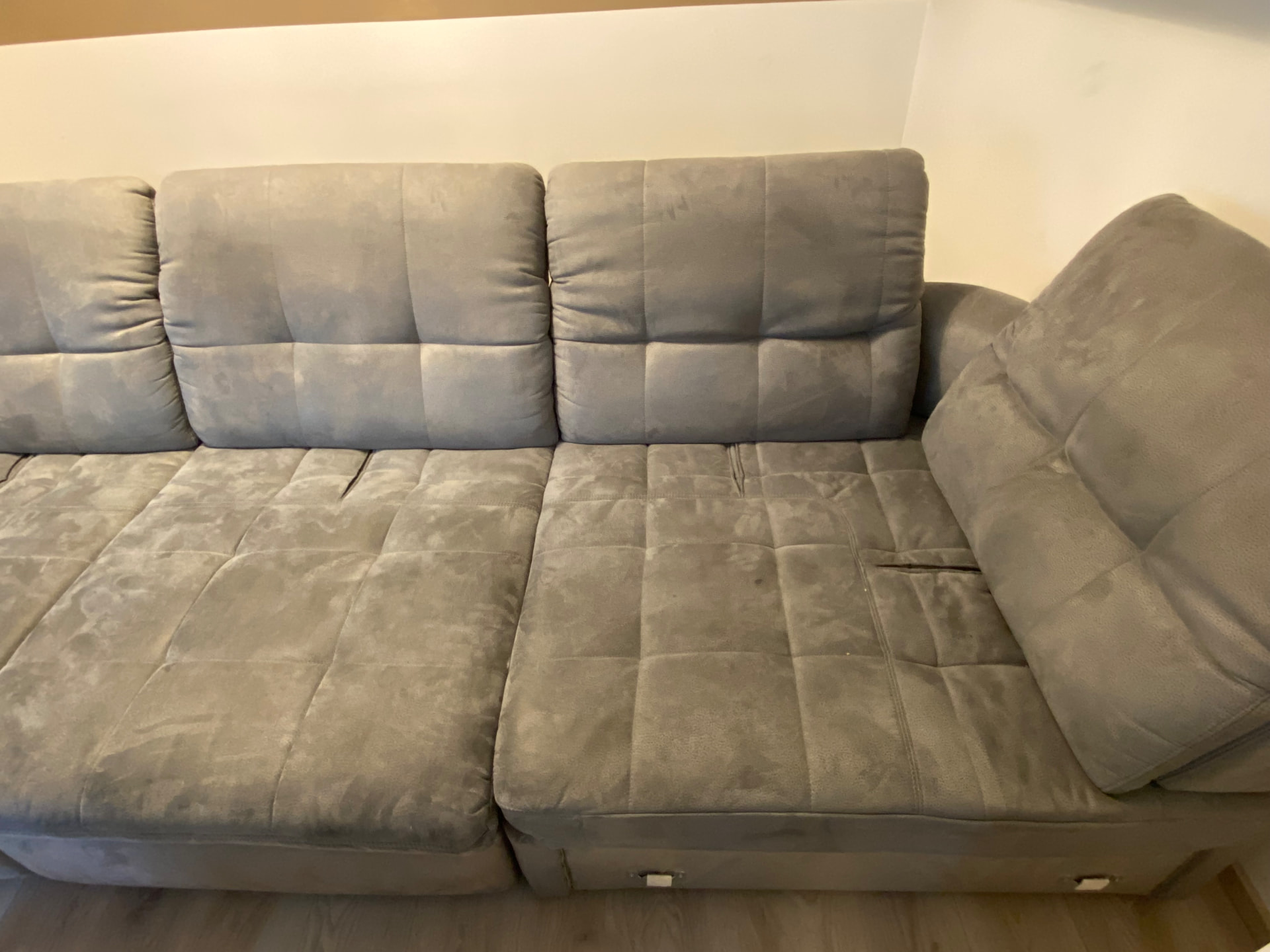 Ecksofa grau Wohnlandschaft · Bayern vorher