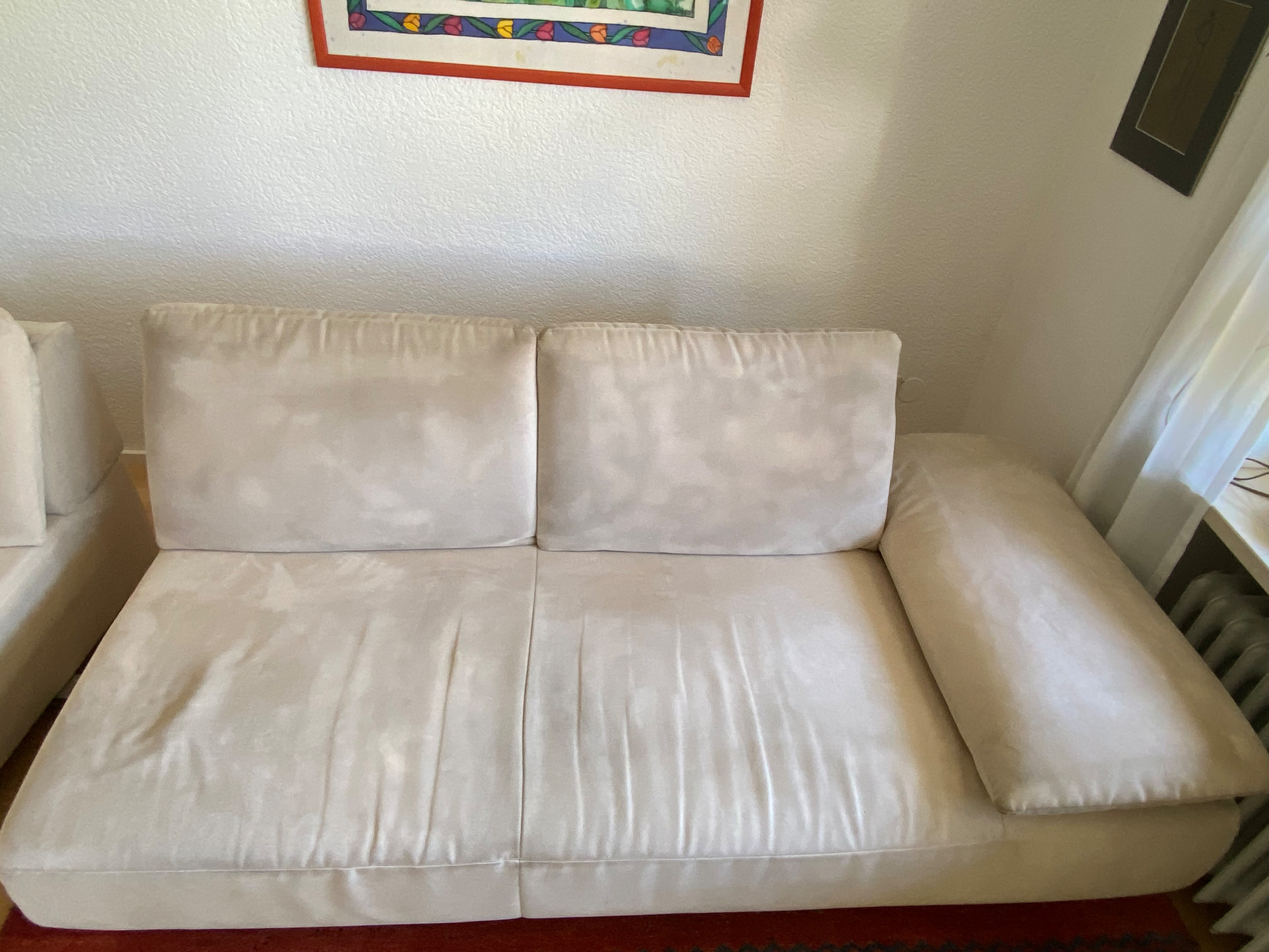 Microfaser-Sofa creme · München vorher